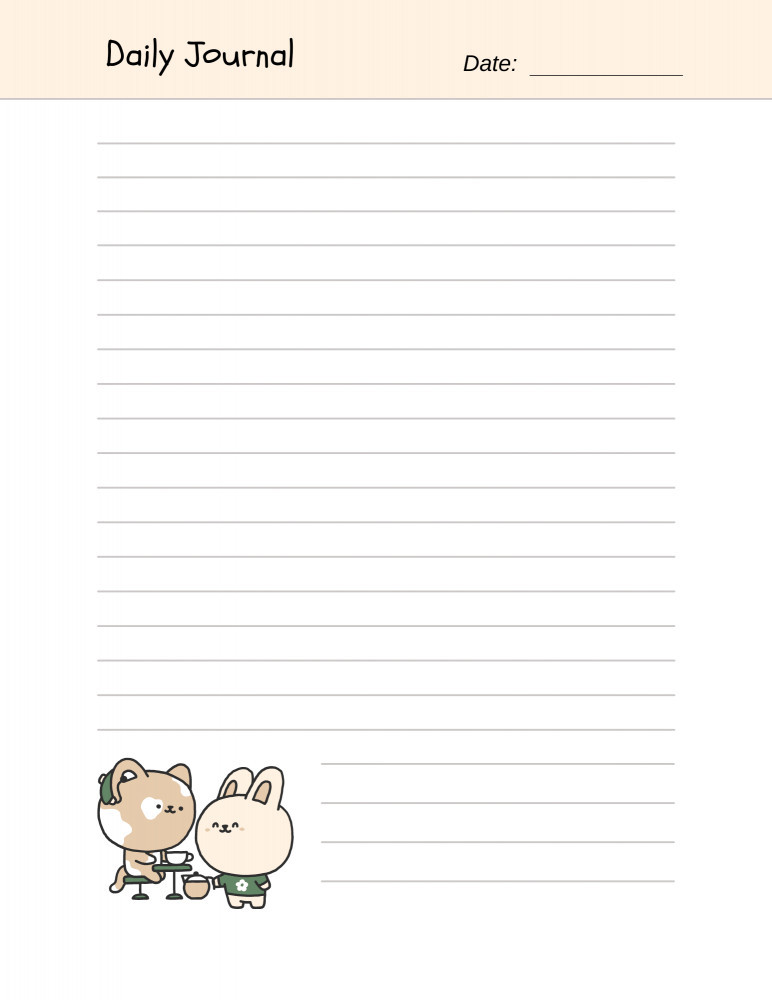 Free Printable Journal Templates: a template of daily journal with cute bears