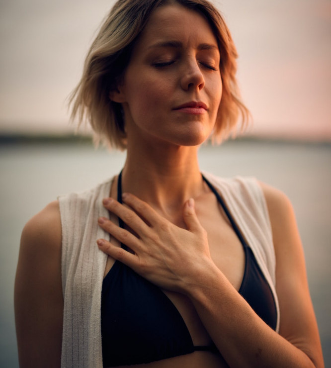 How to deal with stress and anxiety with: a woman is breathing deeply