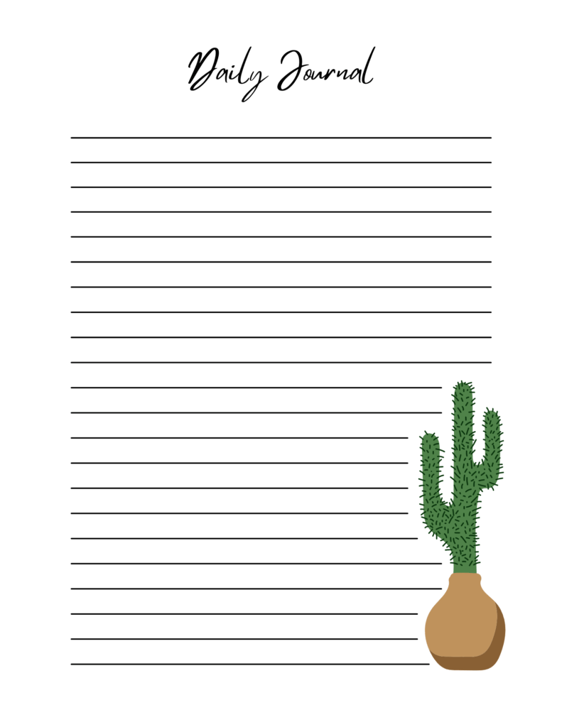 Free Printable Journal Templates: a template of daily journal