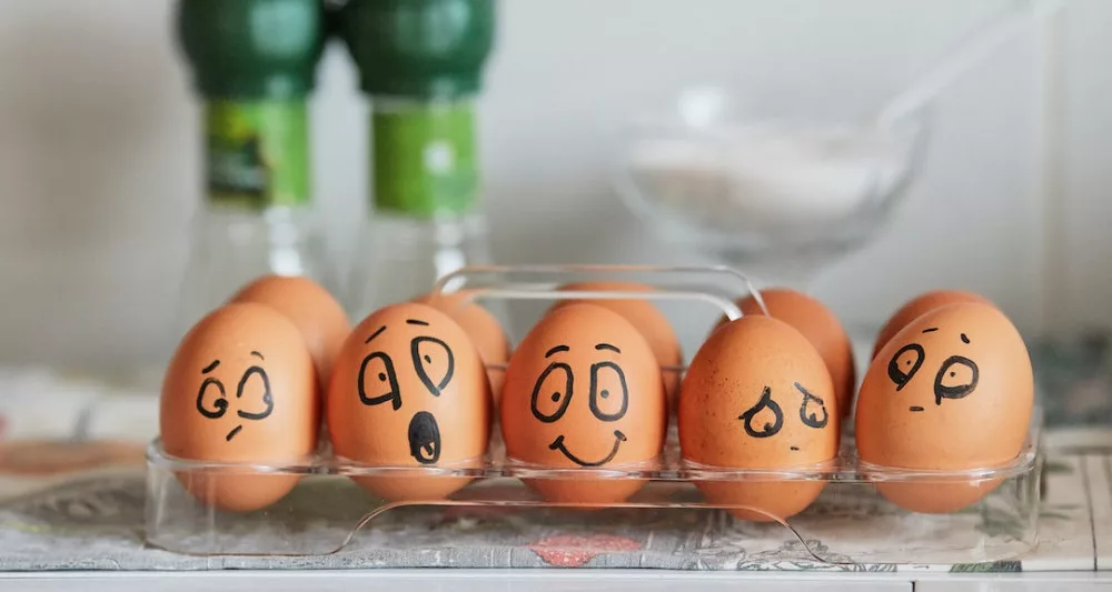 Healing your inner child exercises: many eggs with emotion faces